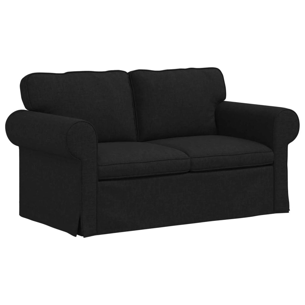 Divano 2 pcs Nero 155 x 82 x 80 cm Tessuto