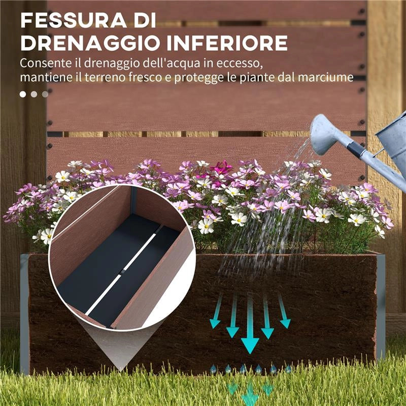FIORIERA DA ESTERNO CON SPALLIERA A DOGHE PER PIANTE RAMPICANTI 72X38X150 CM MARRONE CHIARO