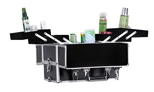 Valigia per il trucco professionale trolley per il trucco 3 in 1 grande per parrucchieri valigetta per il trucco con serratura e ruote universali nero 2012014