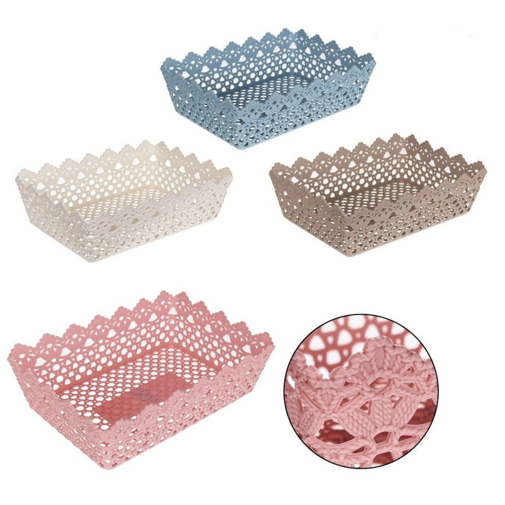 Trade Shop - Cestino Porta Tutto Oggetti Plastica Rettangolare 29.8x19.8x9.6cm Multiuso 79472 -