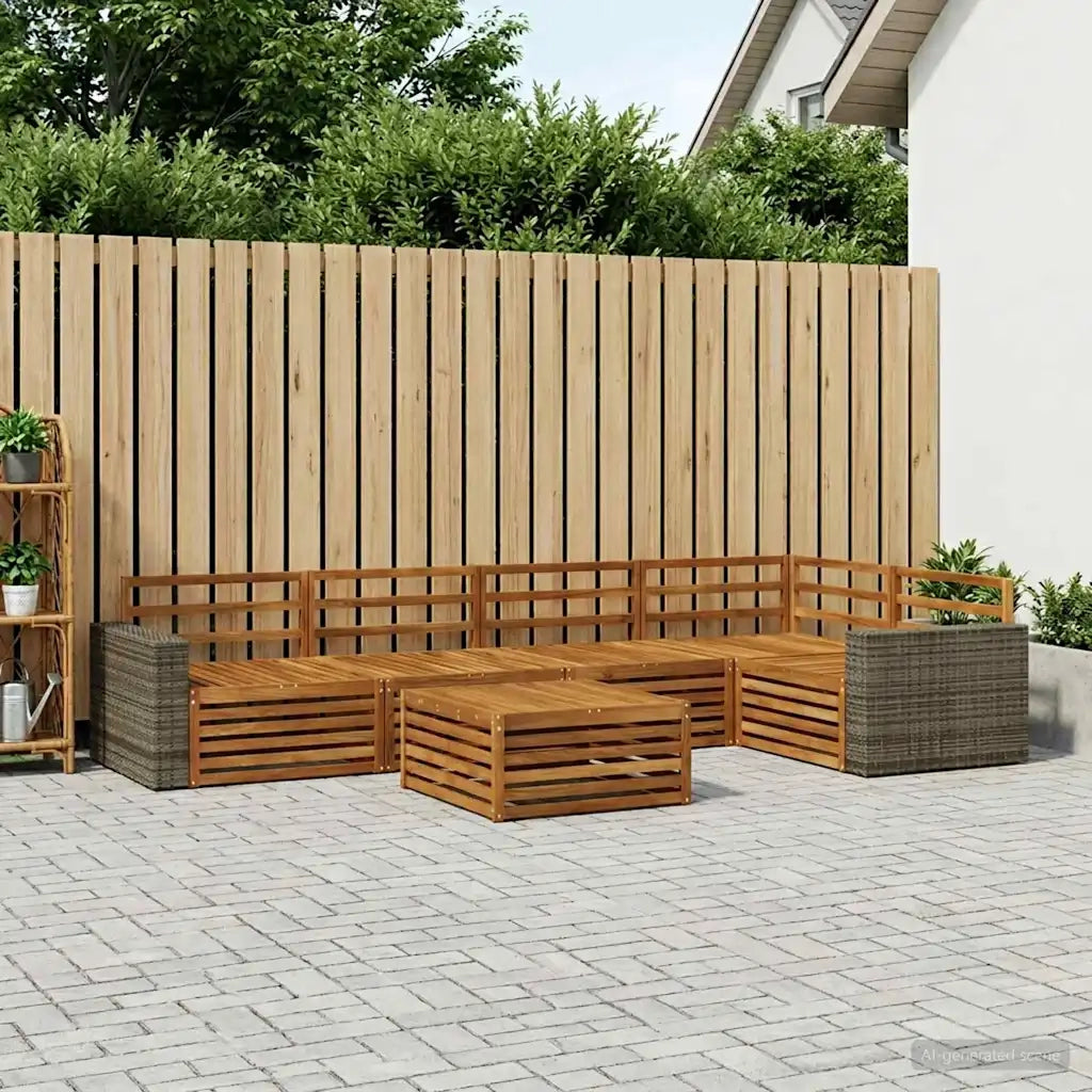 Set di divani da esterno 6 pcs Naturale 79 x 79 x 37 cm