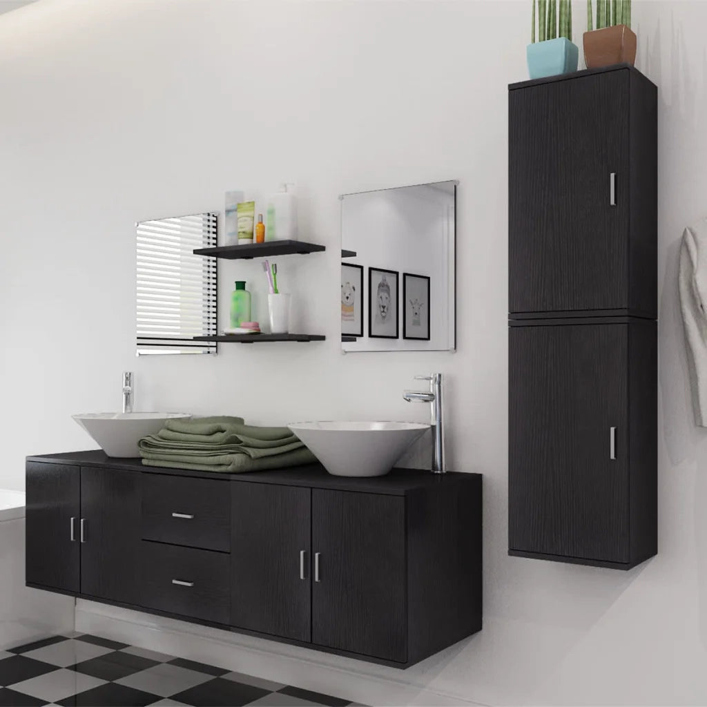 Mobili da Bagno con Lavabo Set 9 pz Nero 272229