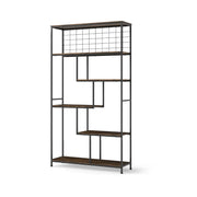 Libreria alta a 6 ripiani 100 x 30 x 180 cm con stabilizzazione antiribaltamento e stile industriale in legno marrone rustico 20_0010693