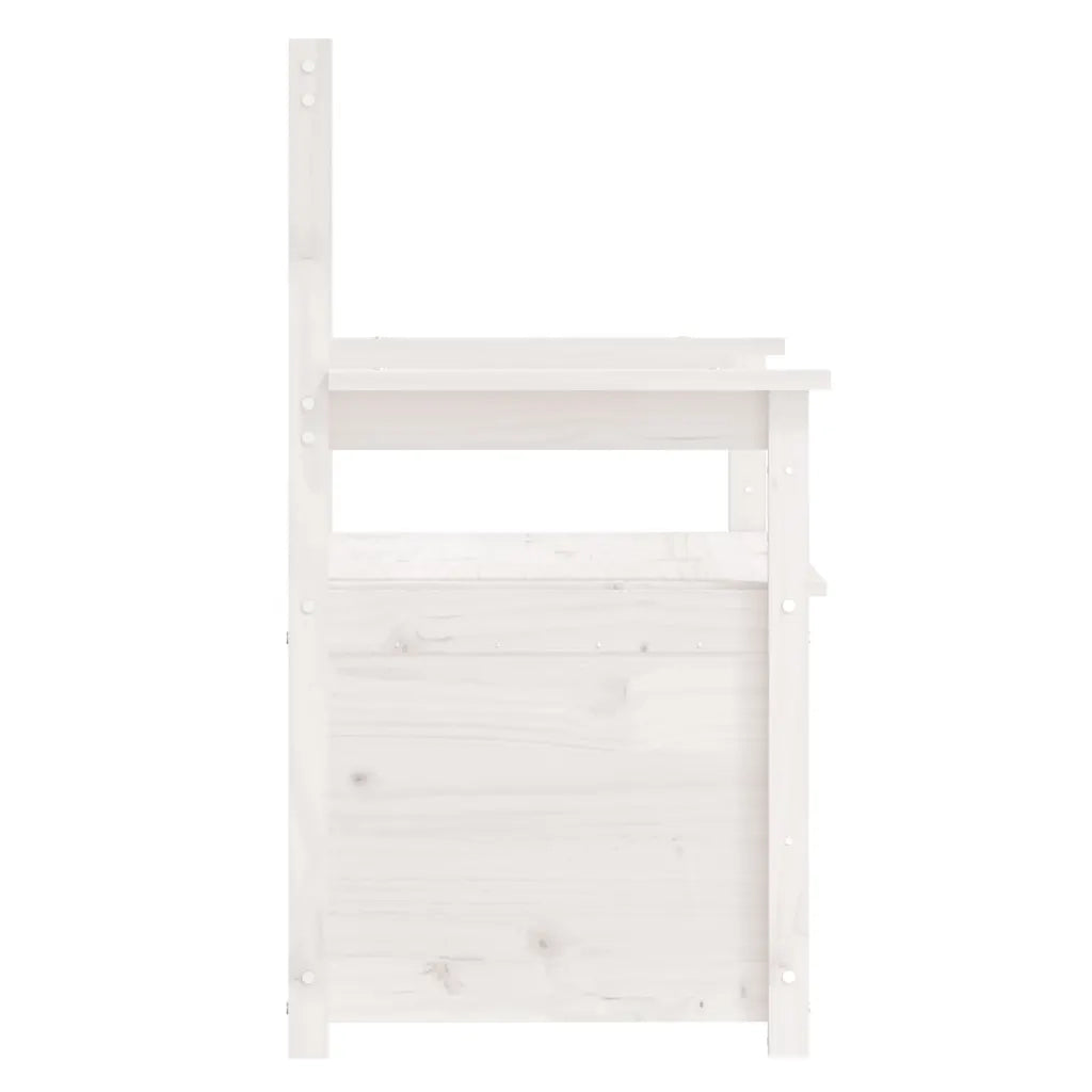 Panca-Sgabello Bianca 112,5x51,5x96,5 cm in Legno Massello di Pino