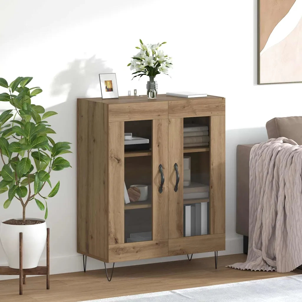 Credenza | Madia | Buffet da pranzo | Armadio da pranzo Rovere artigianale 69,5 x 34 x 90 cm Legno multistrato