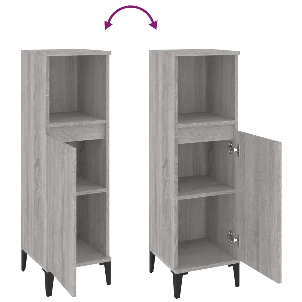 Armadietto Bagno | Armadio da bagno Grigio Sonoma 30x30x100cm in Legno Multistrato