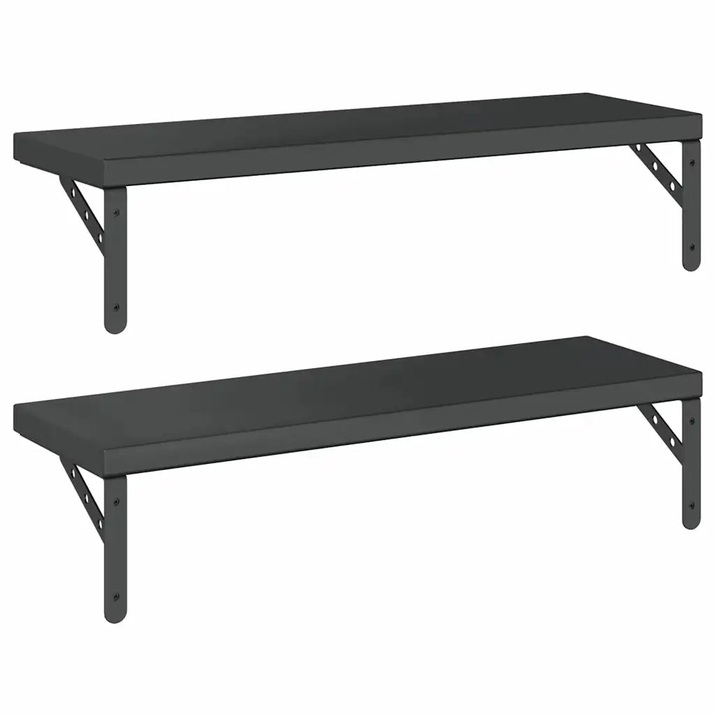 vidaXL Mensole a Muro 2 pz 75x23,5 cm Nero in Acciaio Inossidabile