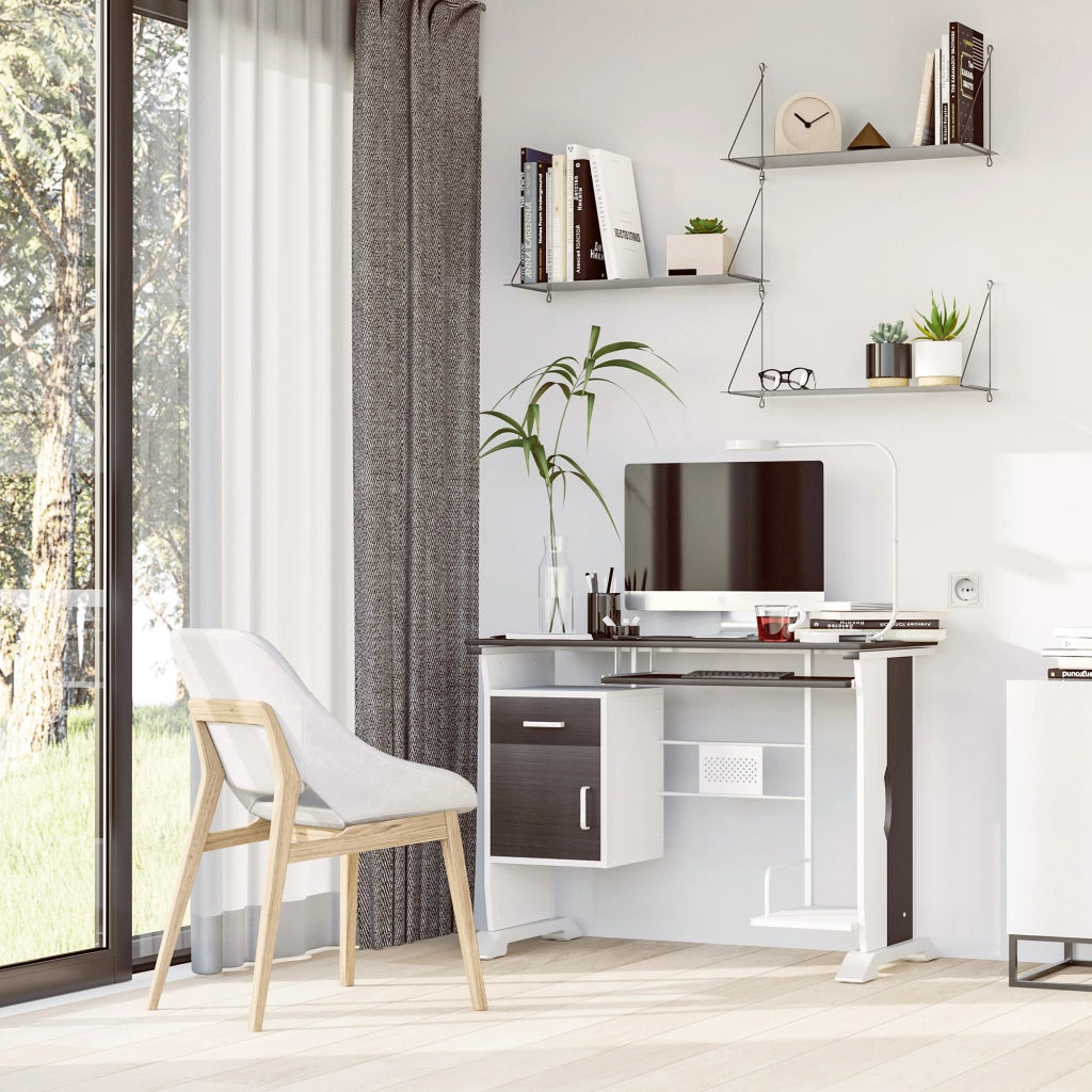 Scrivania da Ufficio in Legno con Cassetto ¨C Zephmum ¨C Color Noce 90x50x75 cm