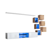 Set di mobili da salotto SWITCH XXI – LED – Bianco e rovere – Design sospeso