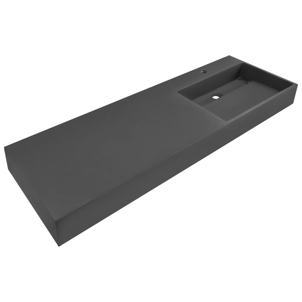 Lavabo bagno rettangolare in ceramica nera 150 x 48 cm Lavello da bagno rettangolare