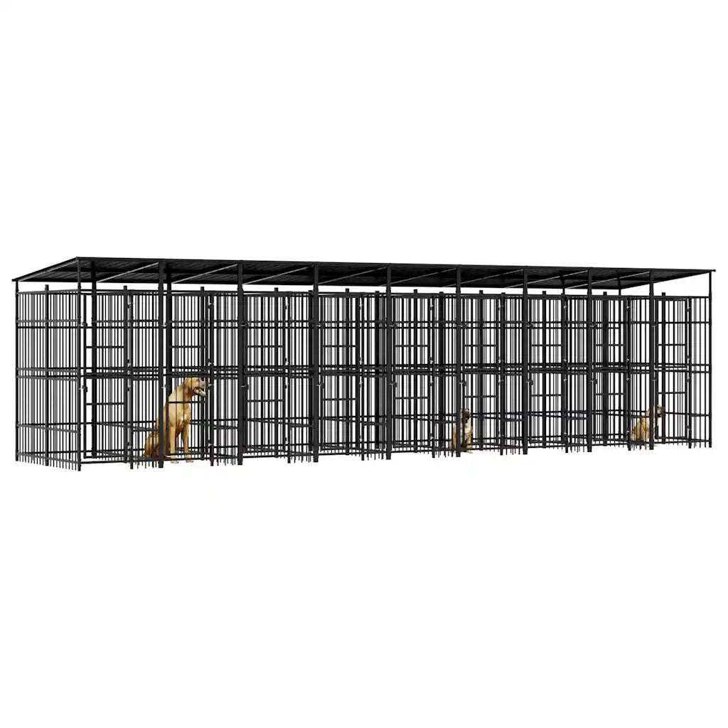 Gabbia per Cani da Esterno con Tetto in Acciaio 16,59 mÂ² cod mxl 44256