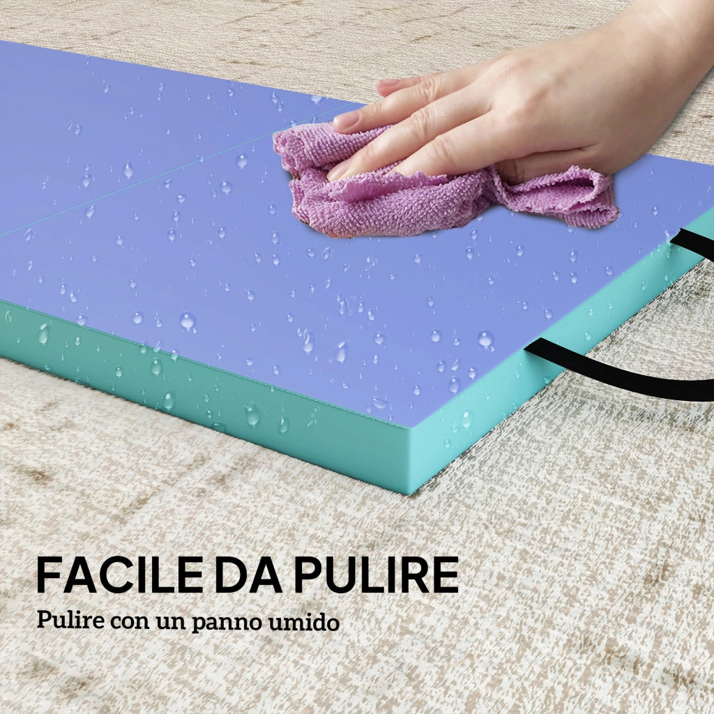 Tappeto Fitness Pieghevole 180x60x5 cm in Schiuma ad Alta Densità in Plastica ed EPE Verde e Viola