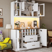 Credenza alta 120 cm con LED, prese USB e portabottiglie