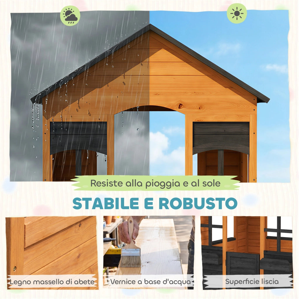 Casetta in Legno per Bambini con Vasi ¨C zephmum ¨C Marrone