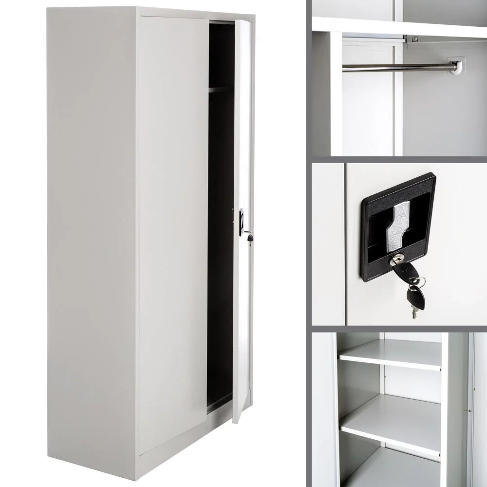 Spogliatoio in metallo 5 livelli 90 cm con armadio integrato grigio 08_0000439