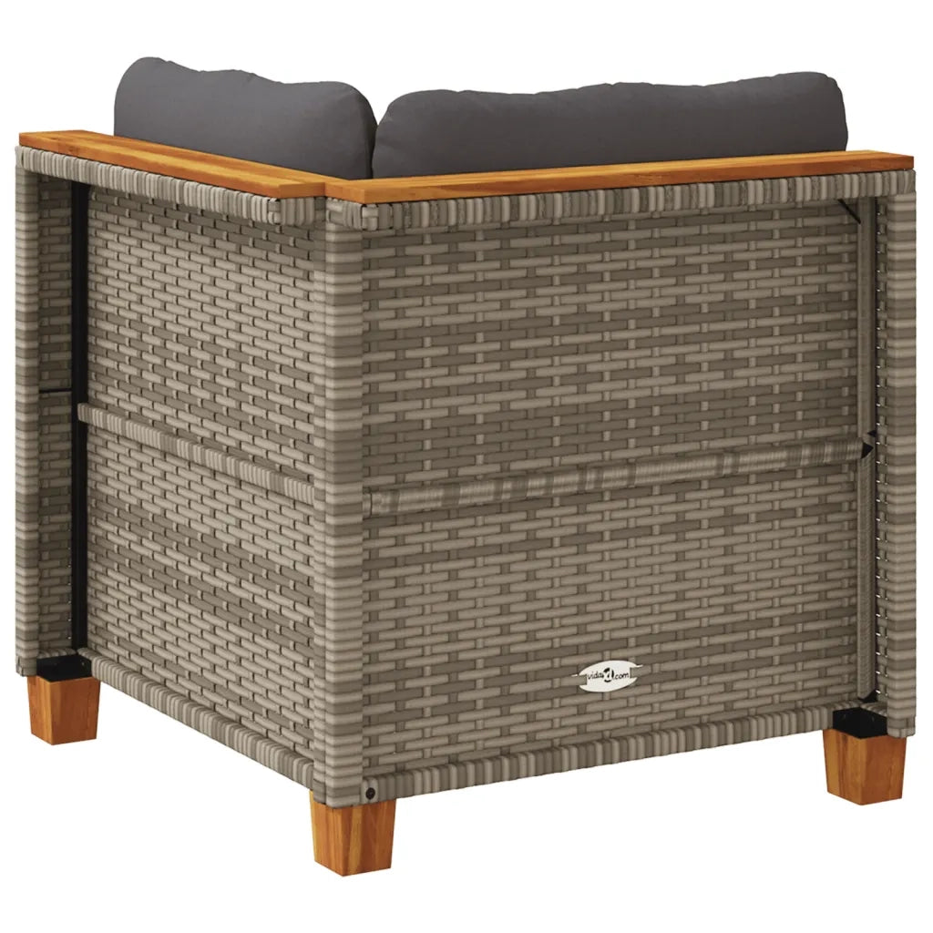 Divano Angolare da Giardino-Sofa da giardino-Divano da esterno con Cuscini Grigio in Polyrattan