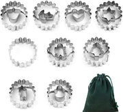 Set di 9 forme per biscotti e 1 tasca di conservazione, forma a tema natalizio, set di forme in acciaio inossidabile