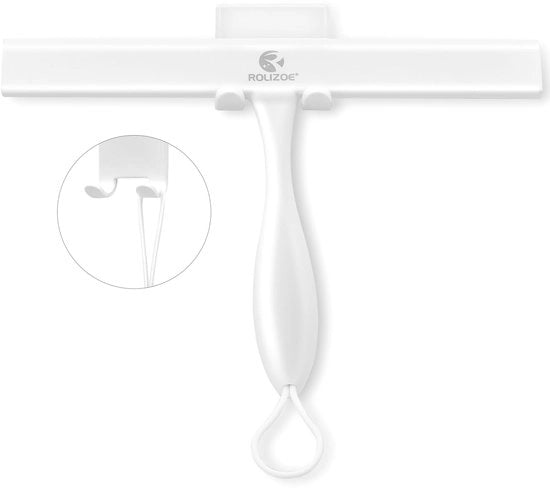 Douchewisser in Silicone con Supporto 27,9cm, Douchewisser Ergonomico Anti-Ruggine in Silicone con Struttura in Acciaio Inossidabile per la Pulizia della Porta Doccia, Specchio e Finestre.