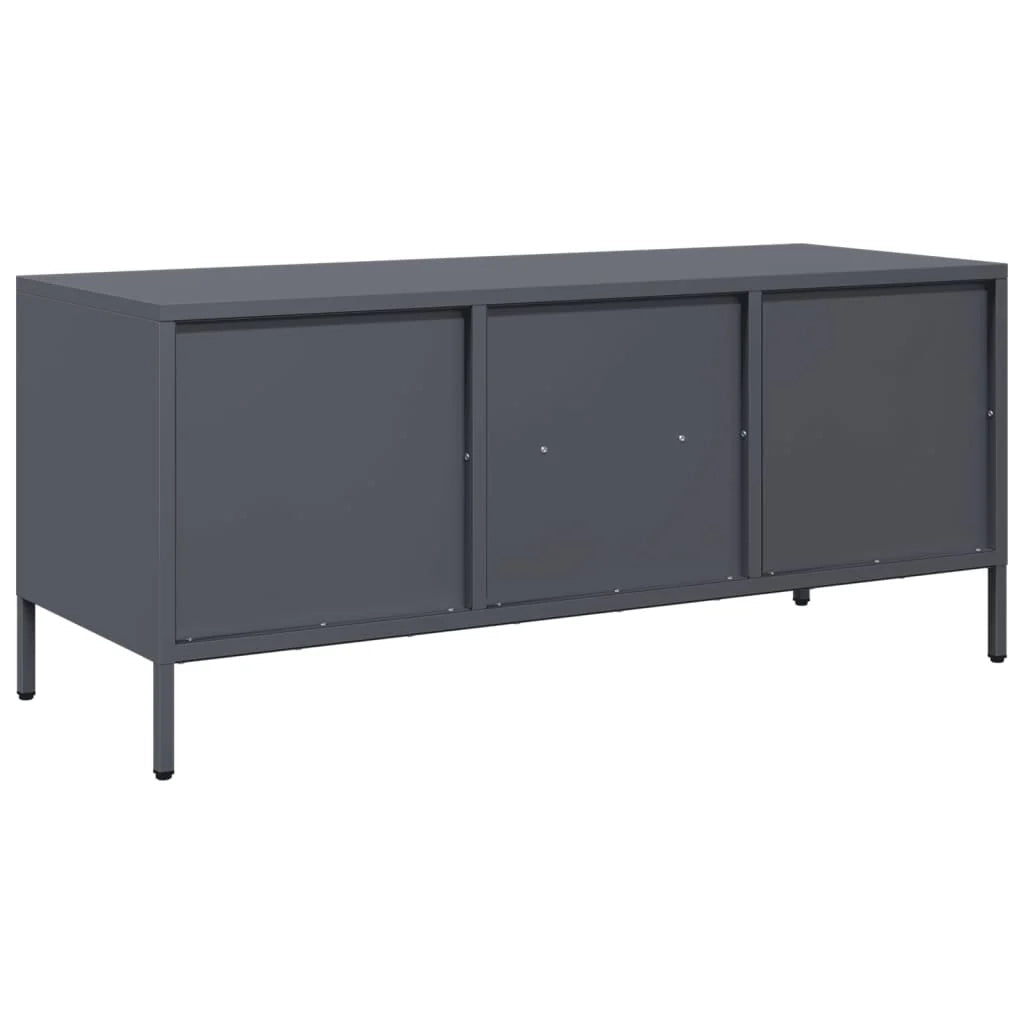 Mobile TV multimediale scaffale TV credenza mobile TV sala da pranzo soggiorno camera da letto 101,5 x 39 x 43,5 cm acciaio laminato a freddo antracite 02_0026386