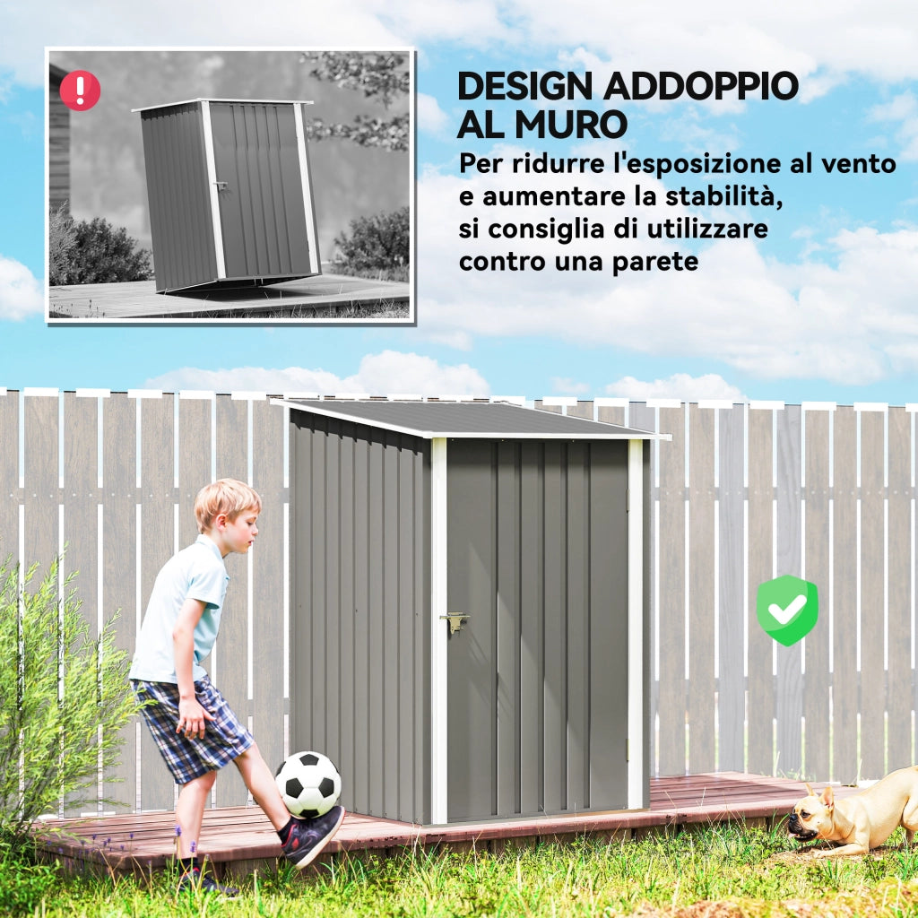Casetta da Giardino Porta Attrezzi ¨C Xylo ¨C Acciaio Galvanizzato Grigio Chiaro 100x104x160cm