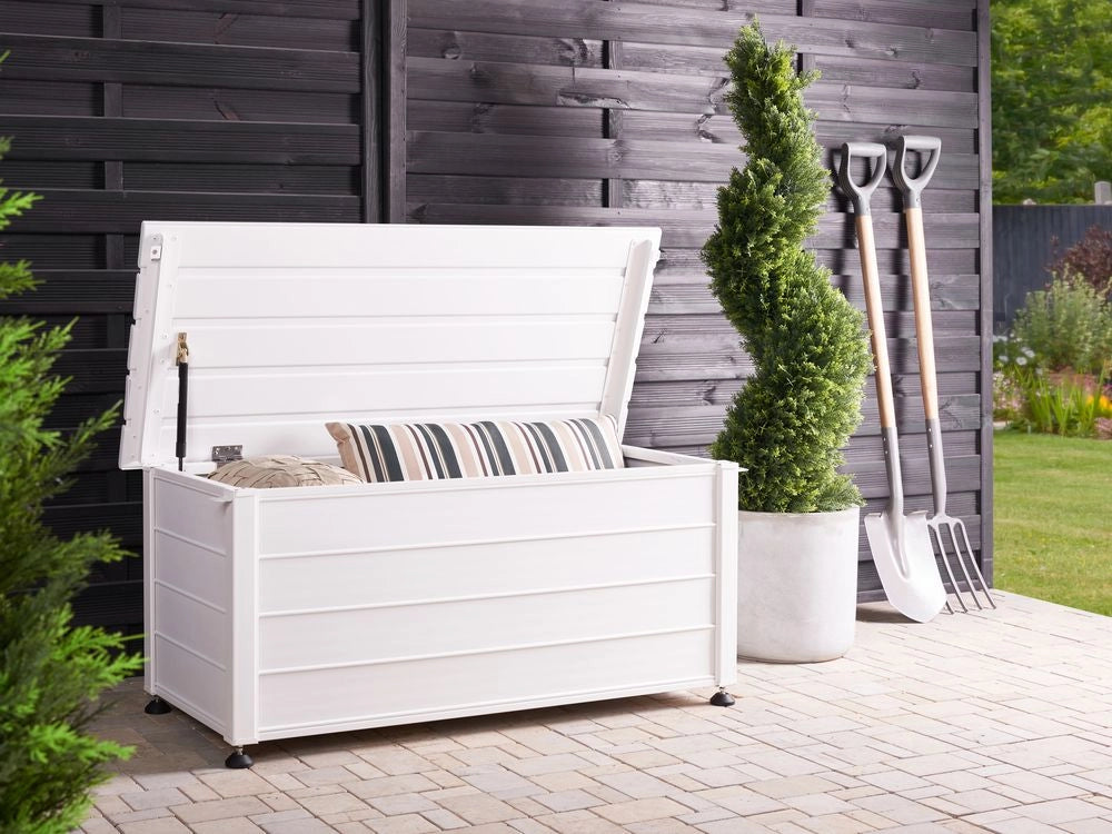 Mobile portaoggetti da giardino in alluminio bianco 113x50 cm Mobili da giardino