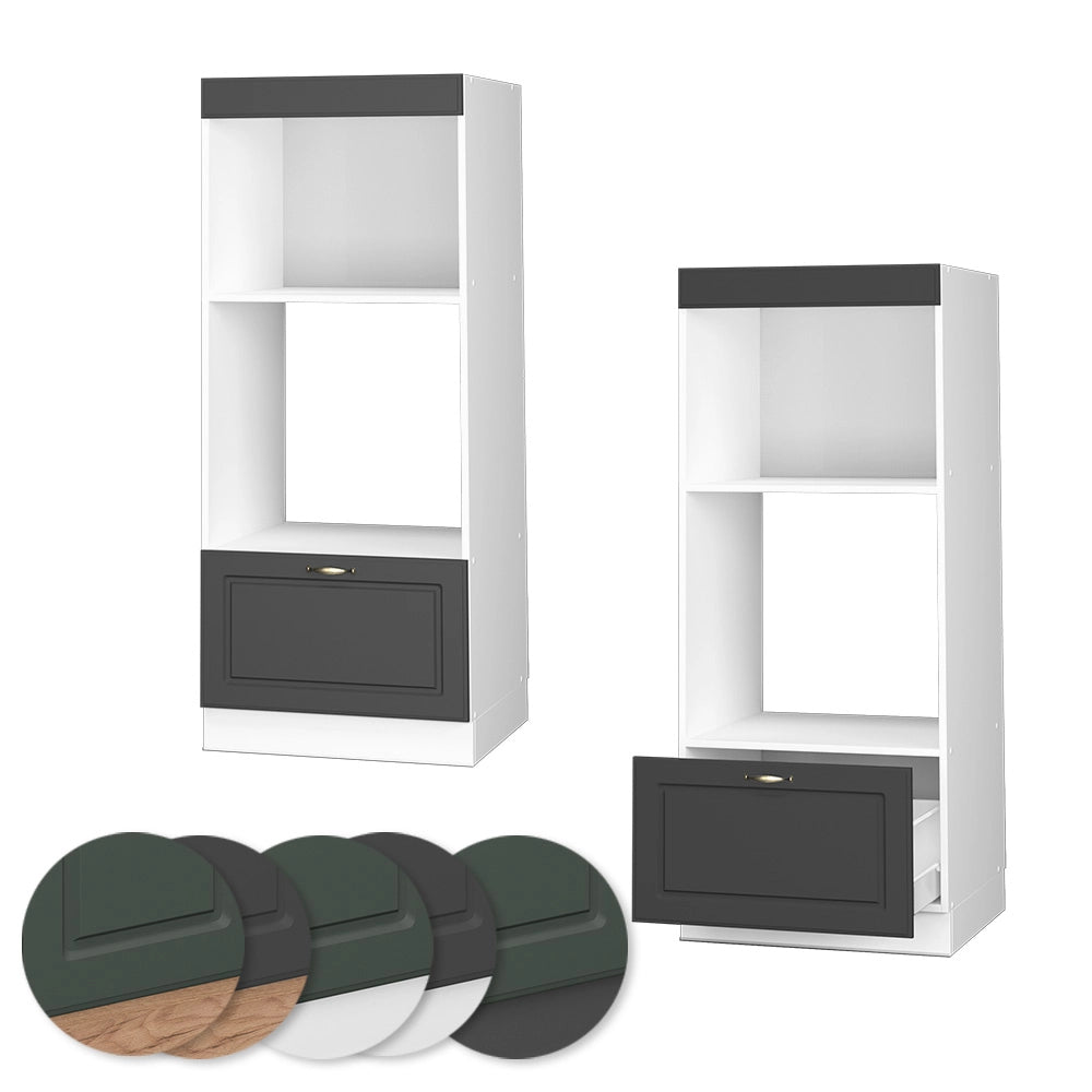 Mobile cucina microonde Fame-Line Oro-antracite rustico/Bianco 60 cm aperto Vicco