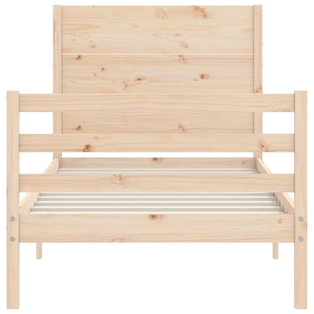 Giroletto con Testiera Single-Struttura Letto in Legno Massello 321363