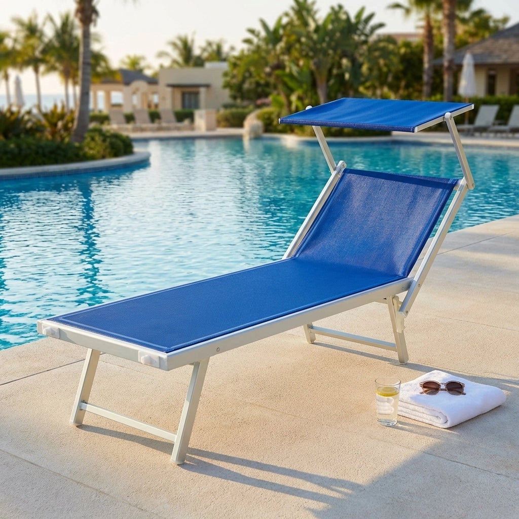 Lettino mare prendisole Pieghevole in Alluminio Textilene cm 186x61x38 - BOSS