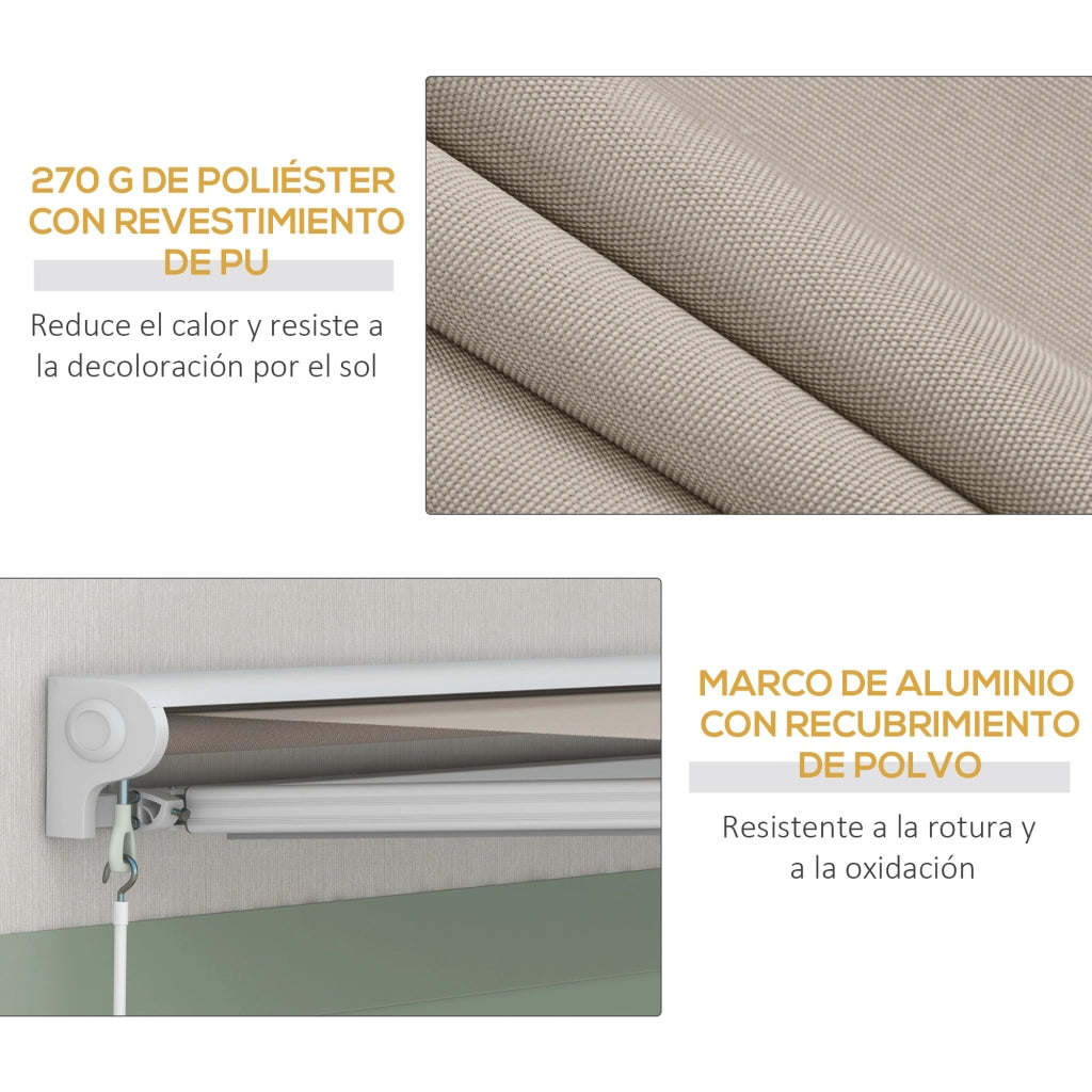 Toldo Retrattile Manuale Elettrico Portatile ¨C zephmum ¨C Crema 250x200 cm Alluminio
