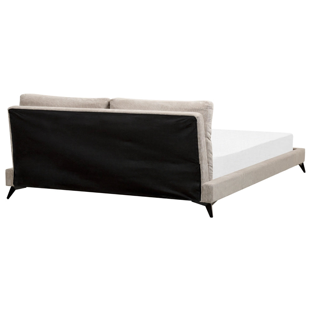 Letto imbottito moderno in velluto a coste grigio talpa 180 x 200 cm moderno elegante