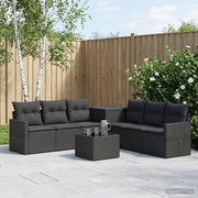 Set di divani 8 pz Nero Rattan sintetico e Acciaio 3448368