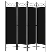 Paravento a 4 Pannelli Nero 160x180 cm 320705