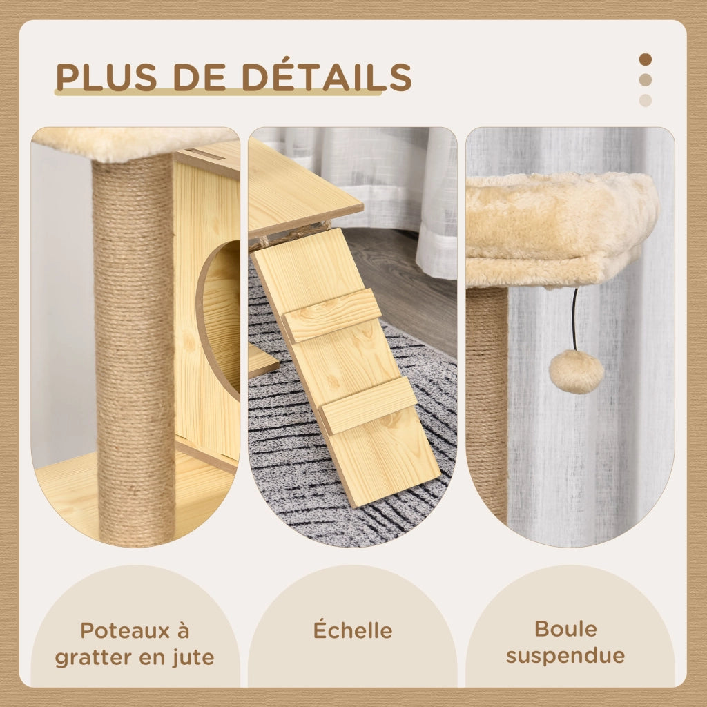 Arbre a gatti con piattaforme ¨C zephmum ¨C beige, legno, pannelli particelle