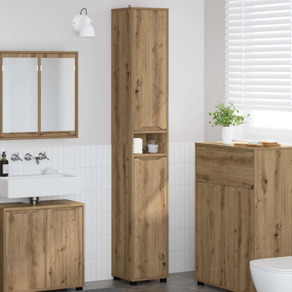 Mobile da Bagno con porta Rovere artigianale 30,5 x 30 x 195 cm 888766