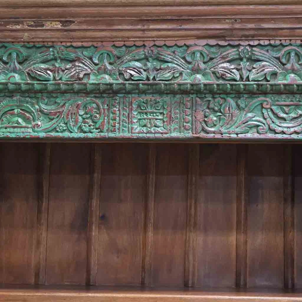 Libreria/scaffale in legno verde artigianale, 166x53x213h cm