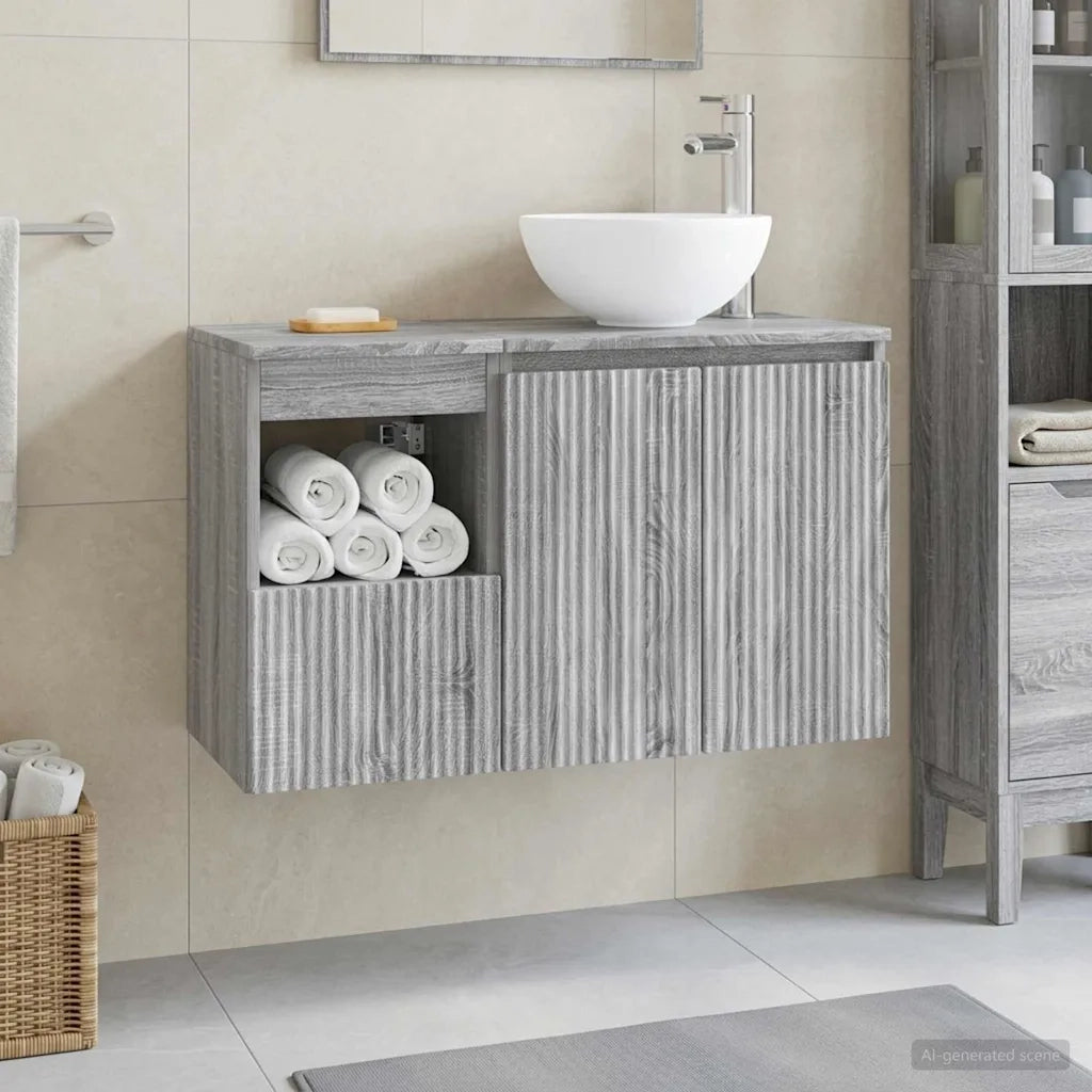 Set di mobili per il bagno 2 pz Sonoma grigio 3404030
