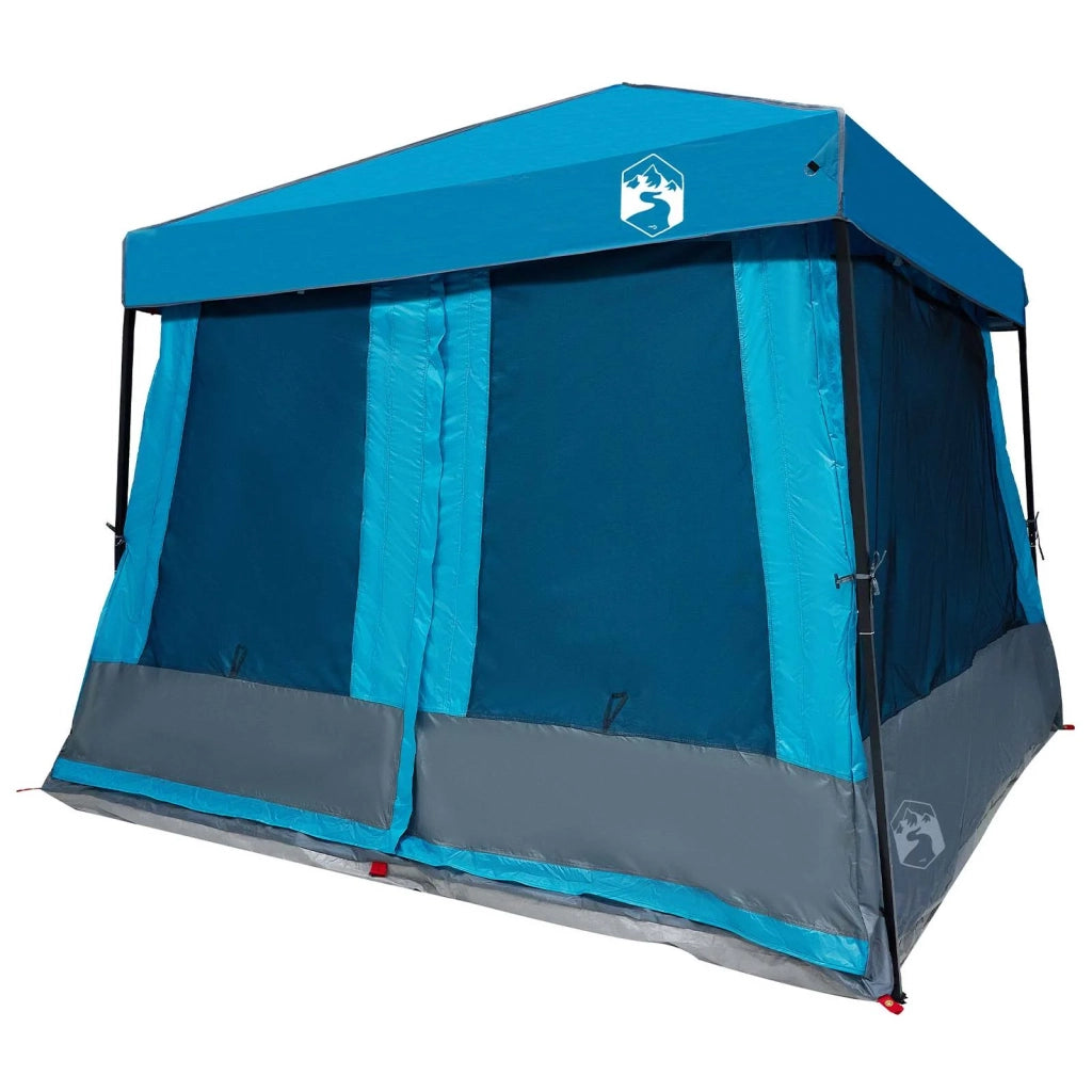 Set di Tende da Campeggio con tetto 2 pcs Blu Taffeta e Tessuto