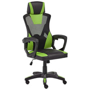Sedia da ufficio in ecopelle verde lime e nero regolazione in altezza con pistone a gas, funzione di inclinazione, rotazione a 360°, schienale e braccioli regolabili