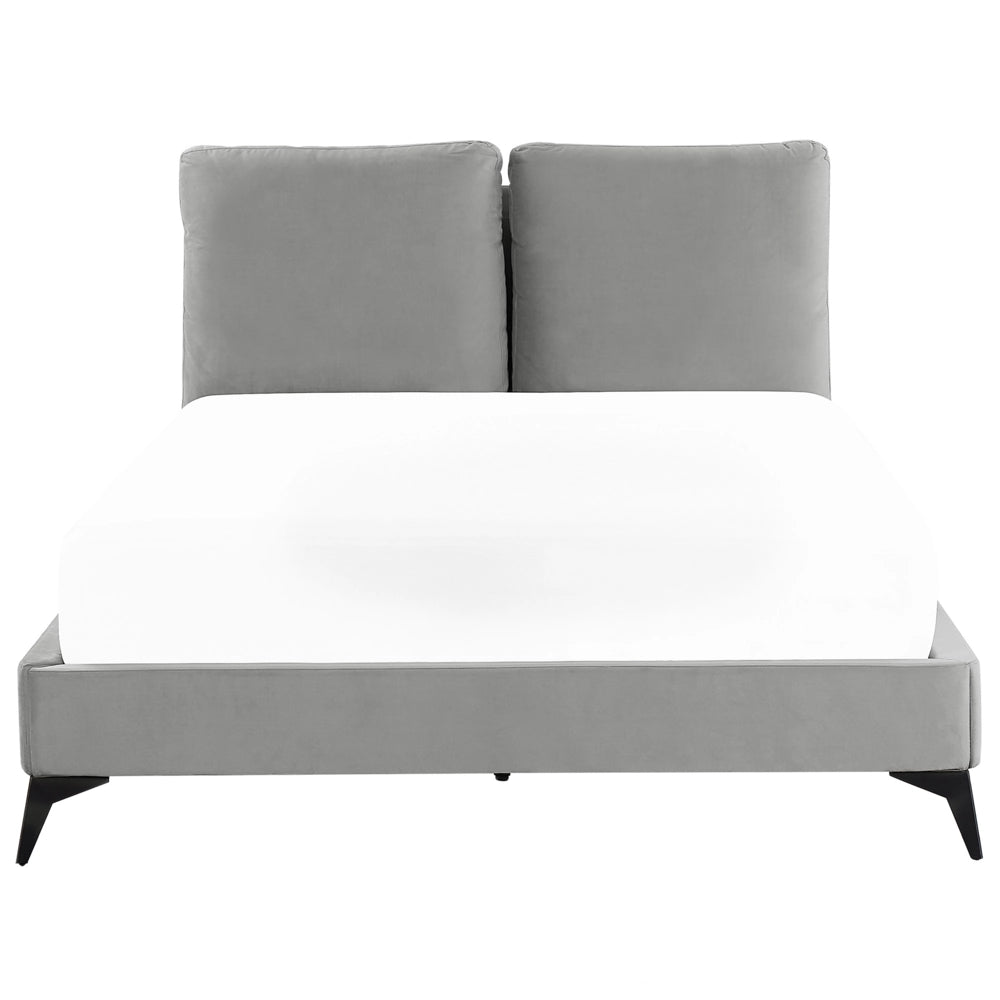 Letto imbottito moderno in velluto di colore grigio 140 x 200 cm moderno elegante
