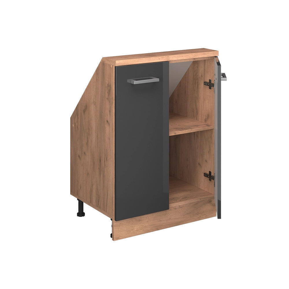 Mobile sottotetto Rion Antracite lucido/Rovere dorato con 2 porte Vicco
