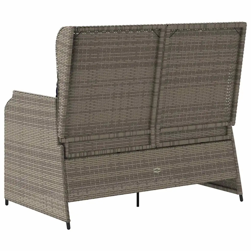 Panchina da giardino con cuscino Grigio e Blu Navy polyrattan 3394447