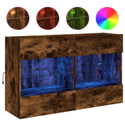 Mobile TV a Parete | Armadietto TV | Mobile Porta TV con Luci LED Rovere Fumo 98,5x30x60,5 cm