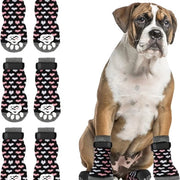 Antislip calzature per cani con stop all'umidità - Protezione per zampe di cane con doppio strato di trazione per pavimenti in legno duro, per uso interno, calzature per cani con maniglie per cuccioli, piccoli, medi e grandi cani, (S) - Rosa e bianco