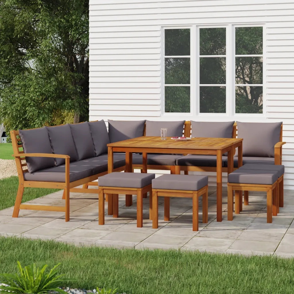 Set da Pranzo Giardino 11 pz con Cuscini Legno Massello Acaciacod mxl 76278