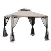 Gazebo da giardino con doppio tetto e zanzariera ¨C zephmum ¨C Grigio 3x3 m