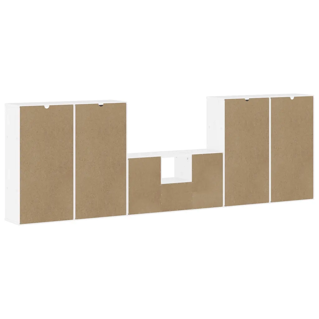 Mobile TV 5 pz con Contenitore ODDA Bianco in Legno di Pino 3365383