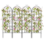Set di 4 tralicci da giardino in metallo 180 x 50 cm per piante rampicanti decorazione da esterno metallo zincato nero 20_0012603