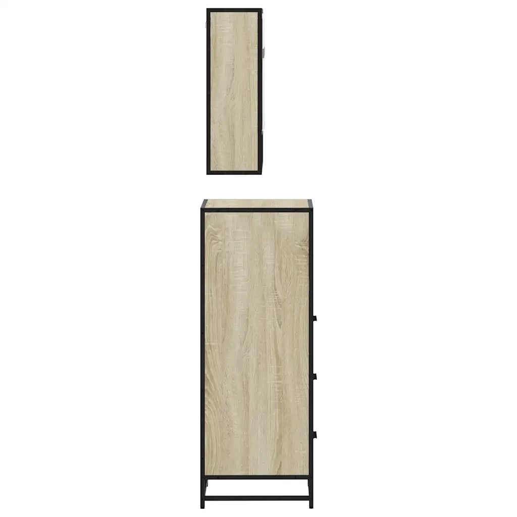 vidaXL Set Mobili da Bagno 3 pz Rovere Sonoma in Legno Multistrato
