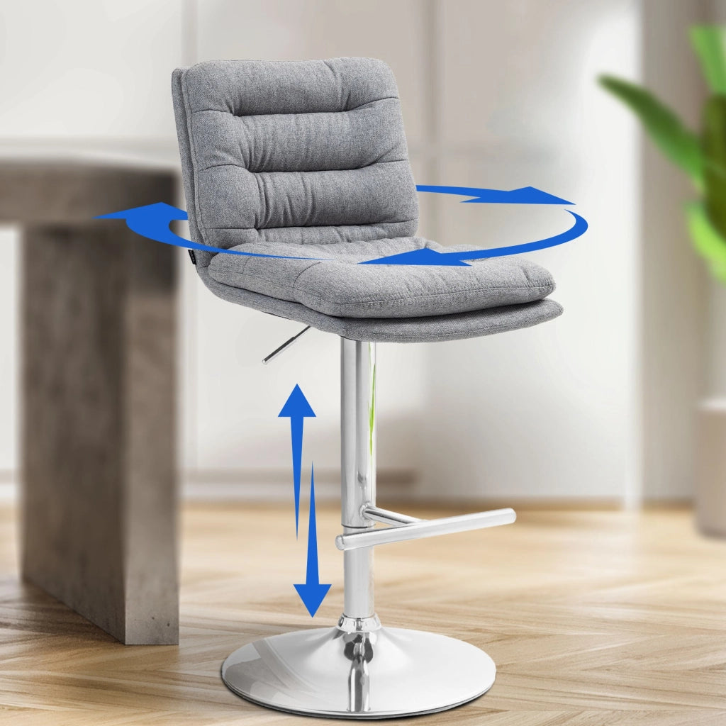 2er Set Barhocker Damar Stoff chrom