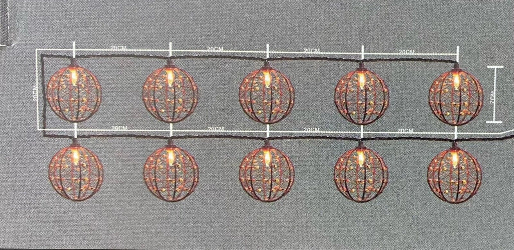 Catena di luci a Led 10 Lampadine per esterno da Giardino energia solare da 3.8M